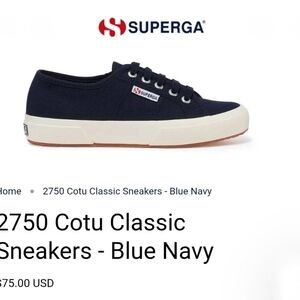 Superga Cotu Classic navy tennis shoes sz 6.5 women's Preppy Summer Vacation